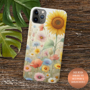 Kleurrijke zomerveld bloemen bloem watercolor kuns Case-Mate iPhone case