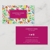 Kleurrijke zomervruchten patroon wit en paarse visitekaartje (Voorkant / Achterkant)