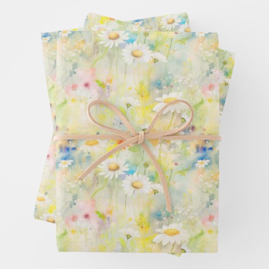 Kleurrijke zomerweide wilde bloemen inpakpapier vel (In situ)