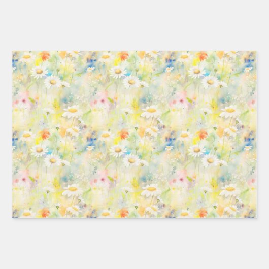 Kleurrijke zomerweide wilde bloemen inpakpapier vel (Voorkant)