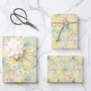 Kleurrijke zomerweide wilde bloemen inpakpapier vel