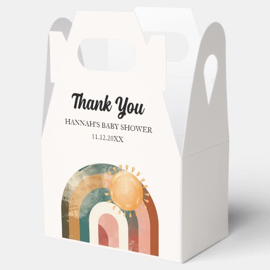 Kleurrijke zon en regenboog Baby shower Bedankdoosjes (Geopend)