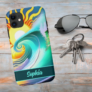 Kleurrijke zon en Surf Handtekening Case-Mate iPhone Case