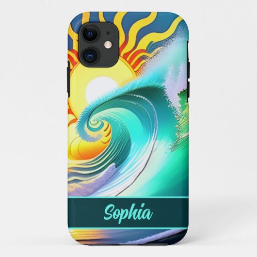 Kleurrijke zon en Surf Handtekening Case-Mate iPhone Case (Achterkant)