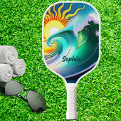 Kleurrijke zon en Surf Handtekening Pickleball Paddle