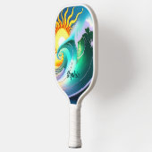 Kleurrijke zon en Surf Handtekening Pickleball Paddle (Links)