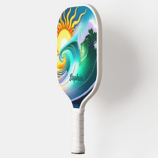 Kleurrijke zon en Surf Handtekening Pickleball Paddle (Links)