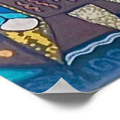 Kleurrijke zon Huichol Boho Mexicaanse kunst Poster (Hoek)