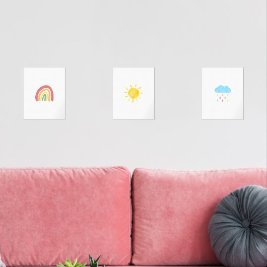 Kleurrijke Zon, Regenboog, Wolkenreeks van poster Muurkunst Sets (Woonkamer)