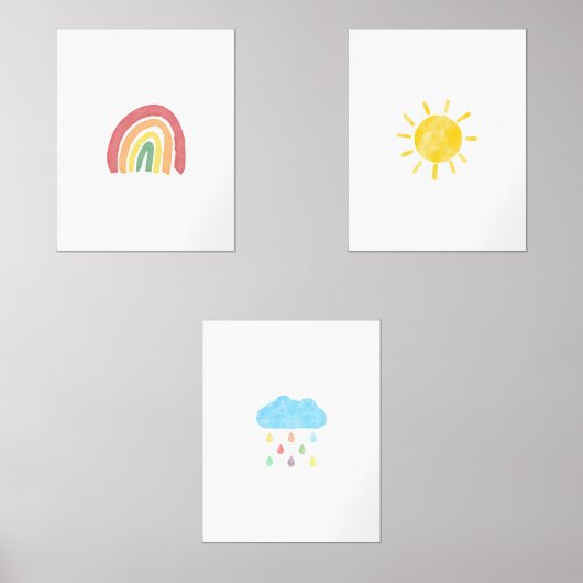 Kleurrijke Zon, Regenboog, Wolkenreeks van poster Muurkunst Sets (Voorkant)
