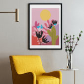 Kleurrijke zon woestijn moderne cactus deco kunstp poster