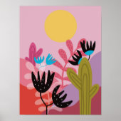 Kleurrijke zon woestijn moderne cactus deco kunstp poster (Voorkant)