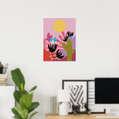 Kleurrijke zon woestijn moderne cactus deco kunstp poster (Thuiskantoor)