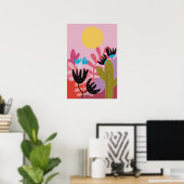 Kleurrijke zon woestijn moderne cactus deco kunstp poster (Thuiskantoor)