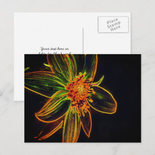 Kleurrijke zonnebloem Abstracte bloemkunst Briefkaart