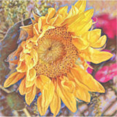 Kleurrijke Zonnebloem Art Grote Sticker (Voorkant)