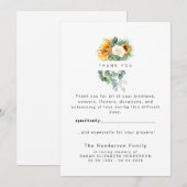 Kleurrijke Zonnebloem begrafenis Dank u Bedankkaart (Voorkant / Achterkant)