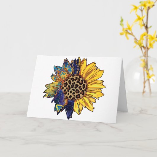 Kleurrijke zonnebloem Blank Kaart (Gele Bloem)