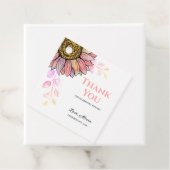 Kleurrijke Zonnebloem Bloemen Perzik Leaf Verjaard Bedankjes Labels (In situ)