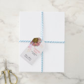 Kleurrijke Zonnebloem Bloemen Perzik Leaf Verjaard Cadeaulabel (Met Touw)