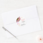 Kleurrijke Zonnebloem Bloemen Perzik Leaf Verjaard Ronde Sticker (Envelop)