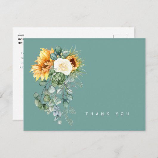 Kleurrijke Zonnebloem Bloemen Salie Begrafenis Dan Briefkaart (Voorkant / Achterkant)