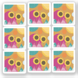 Kleurrijke zonnebloem botanisch bloemmotief sticker
