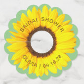 Kleurrijke Zonnebloem Bruidsfeest Wijnglaslabel (Voorkant)