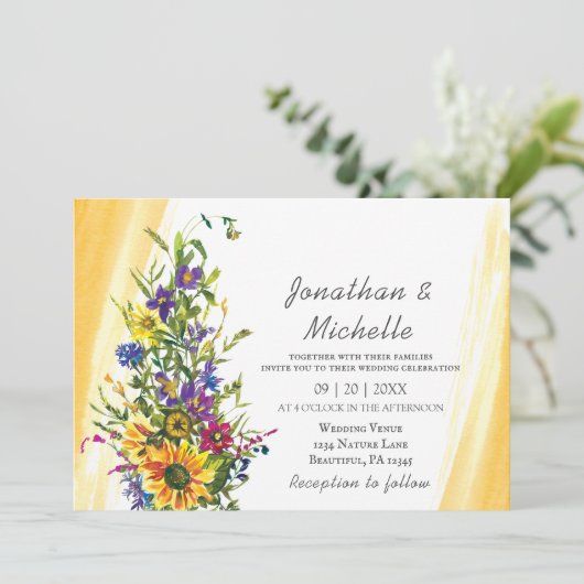 Kleurrijke zonnebloem Christelijke bruiloft Kaart (Staand voorkant)