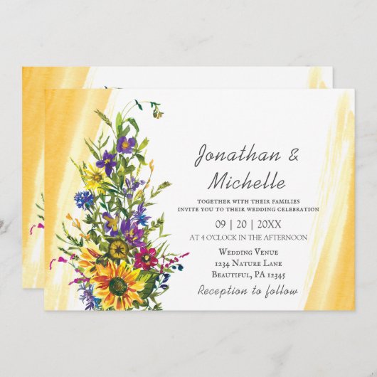 Kleurrijke zonnebloem Christelijke bruiloft Kaart (Voorkant / Achterkant)