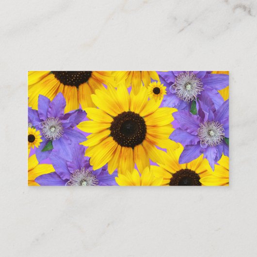 Kleurrijke zonnebloem en Paars, speciaal gepersona Visitekaartje (Achterkant)