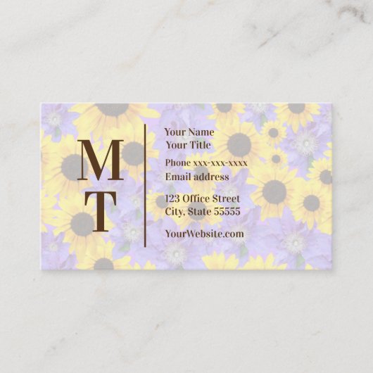 Kleurrijke zonnebloem en Paars, speciaal gepersona Visitekaartje (Voorkant)