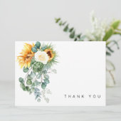 Kleurrijke Zonnebloem Floral Spray Funeral Dank u Bedankkaart (Staand voorkant)