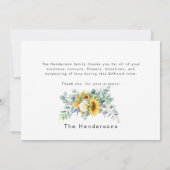 Kleurrijke Zonnebloem Floral Spray Funeral Dank u Bedankkaart (Achterkant)