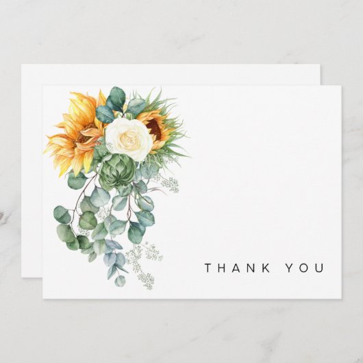 Kleurrijke Zonnebloem Floral Spray Funeral Dank u Bedankkaart (Voorkant / Achterkant)