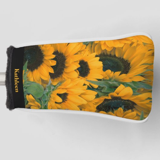 Kleurrijke Zonnebloem Foto Naam Putter Golfheadcover (Voorkant)
