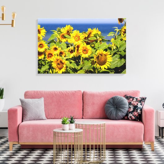Kleurrijke zonnebloem in bloei canvas afdruk (Insitu (Woonkamer))