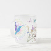 kleurrijke Zonnebloem kolibries Matglas Koffiemok (Voorkant links)