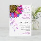 Kleurrijke Zonnebloem Paarse blad Verrassing Verja Kaart (Staand voorkant)