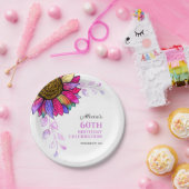 Kleurrijke Zonnebloem Paarse Leaf Verjaardag Papieren Bordje (Feest)