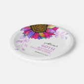 Kleurrijke Zonnebloem Paarse Leaf Verjaardag Papieren Bordje (Gekanteld)