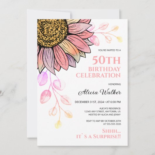 Kleurrijke Zonnebloem Perzik Blad Verrassing Verja Kaart (Voorkant)