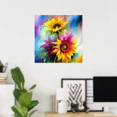 Kleurrijke zonnebloem poster (Thuiskantoor)