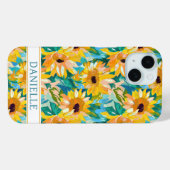 Kleurrijke Zonnebloem Schildering Met Monogram Case-Mate iPhone Case (Achterkant (horizontaal))