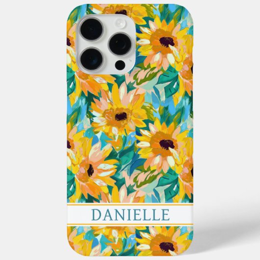 Kleurrijke Zonnebloem Schildering met Monogram Case-Mate iPhone Case (Achterkant)