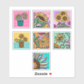 Kleurrijke Zonnebloem Schildering Sticker Vel (Vel)