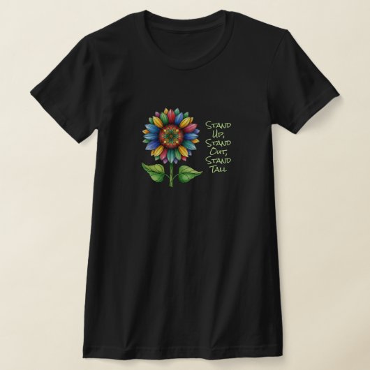 Kleurrijke Zonnebloem - Sta op, Sta op... T-shirt (Laagn)