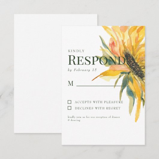 Kleurrijke Zonnebloem Steel Trouw RSVP (Voorkant / Achterkant)