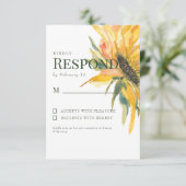 Kleurrijke Zonnebloem Stem Wedding RSVP (Staand voorkant)
