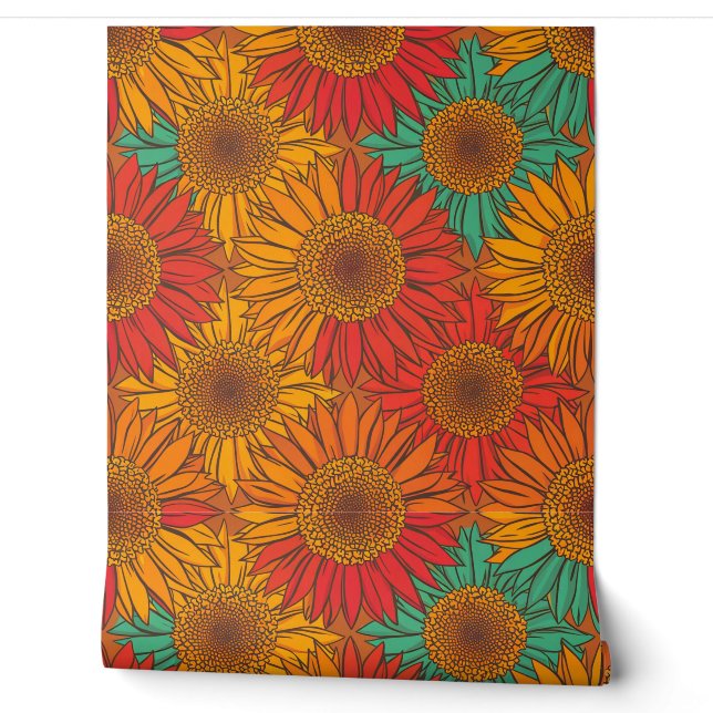 Kleurrijke Zonnebloem Wall Art Design Behang (Afrollen)